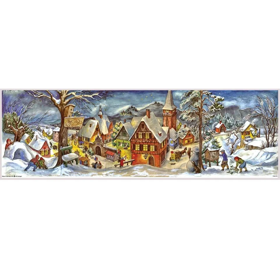 sellmer-verlag-panorama-adventskalender-kleines-dorf-im-winter-aufstellkalender image 1