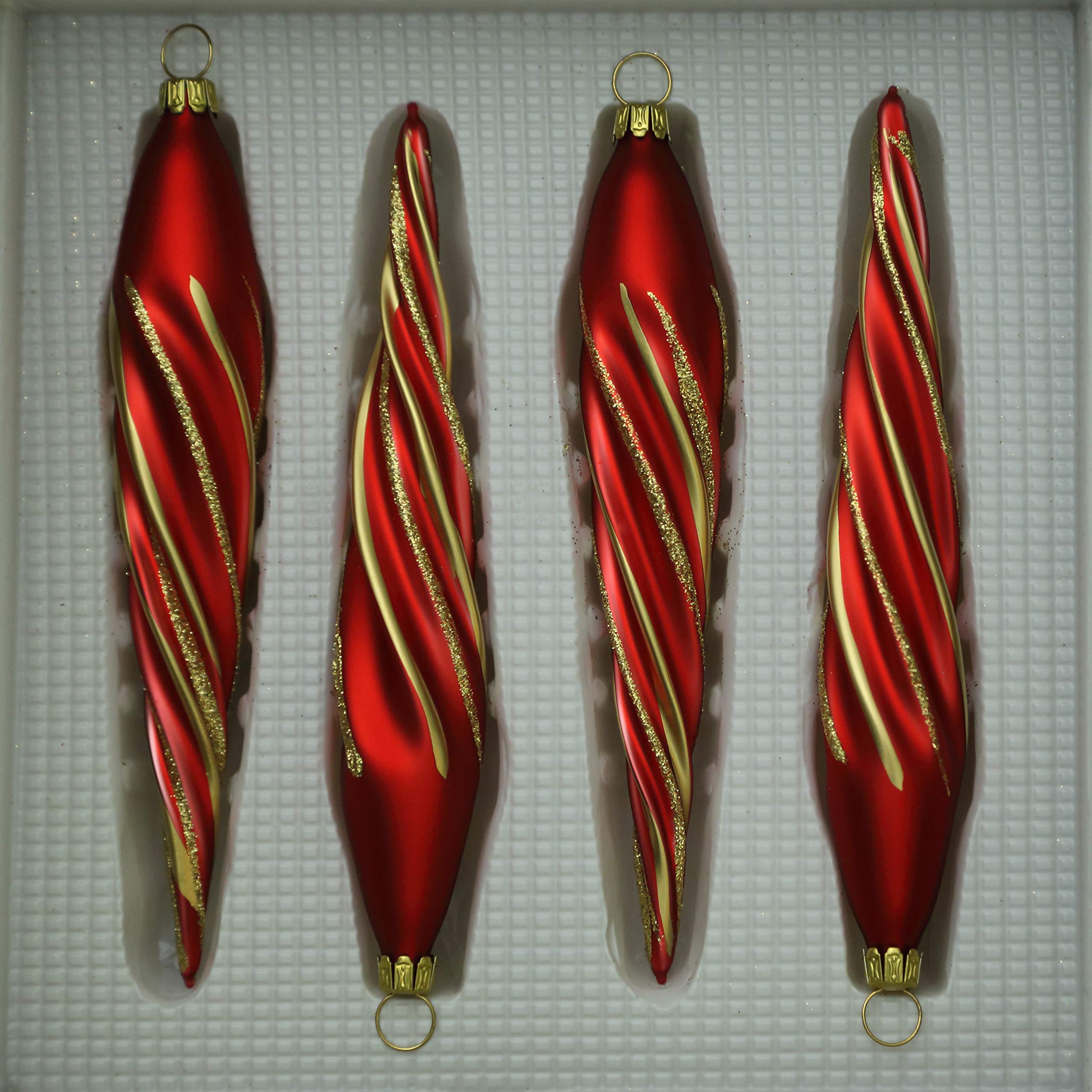 lauschaer-glas-christbaumschmuck-eiszapfen-d-nn-rot-glanz-matt-4-st-ck-mundgebla image 2
