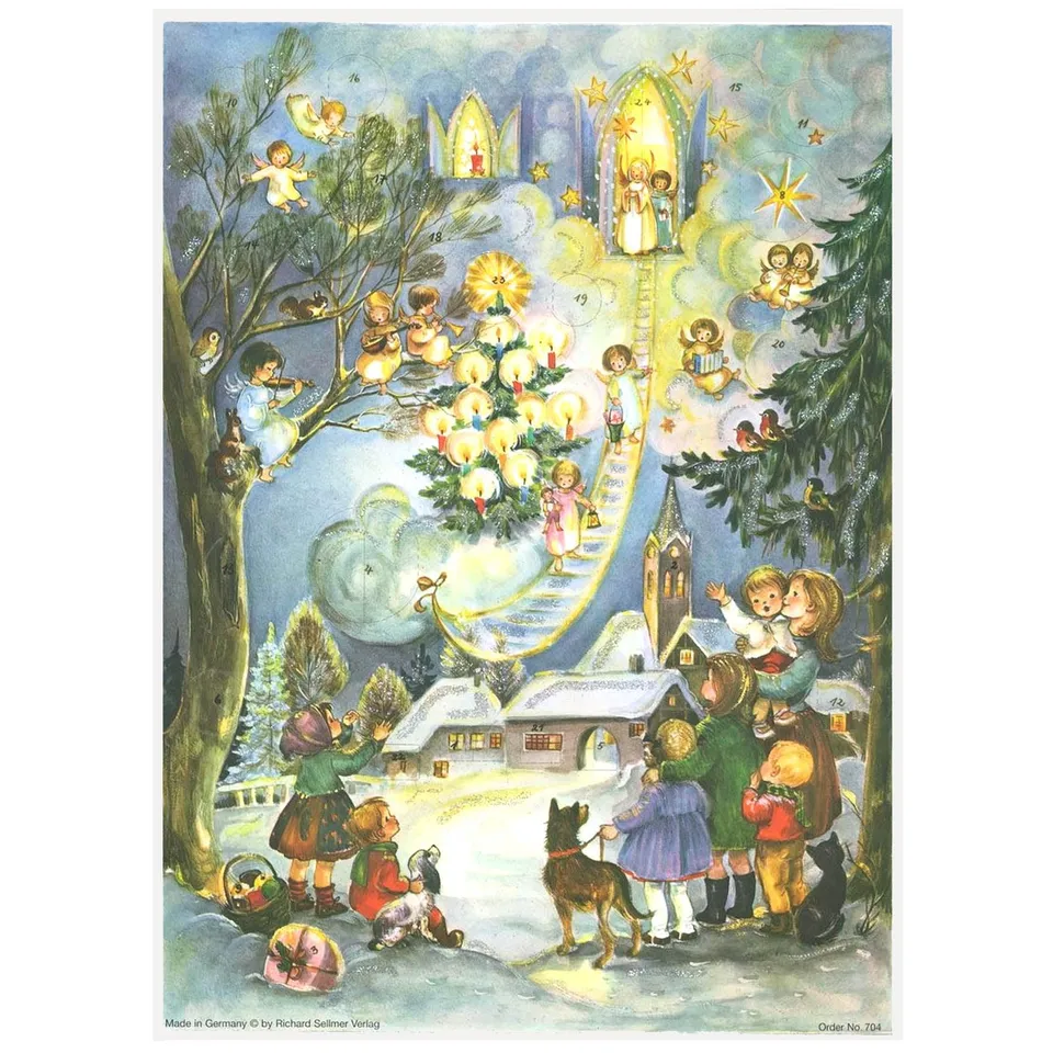 sellmer-verlag-adventskalender-seht-die-himmelsleiter-engel-gro-format image 1