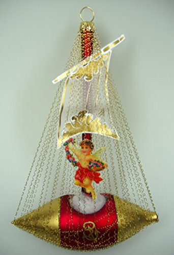 lauschaer-glas-schiff-mit-engel-und-segel-christbaumschmuck-mundgeblasen image 1