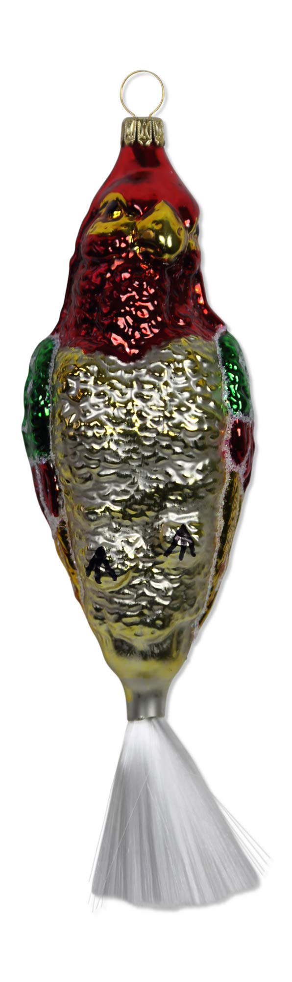 lauschaer-glas-gro-er-papagei-wei-matt-bunt-christbaumschmuck-mundgeblasen image 1