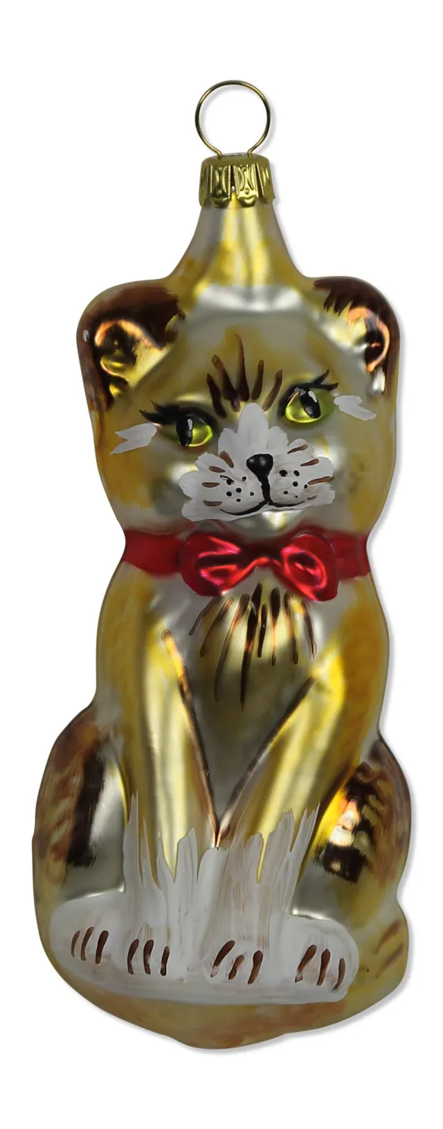 lauschaer-glas-christbaumschmuck-gro-e-katze-wei-matt-haselnuss-matt-mundgeblase image 1