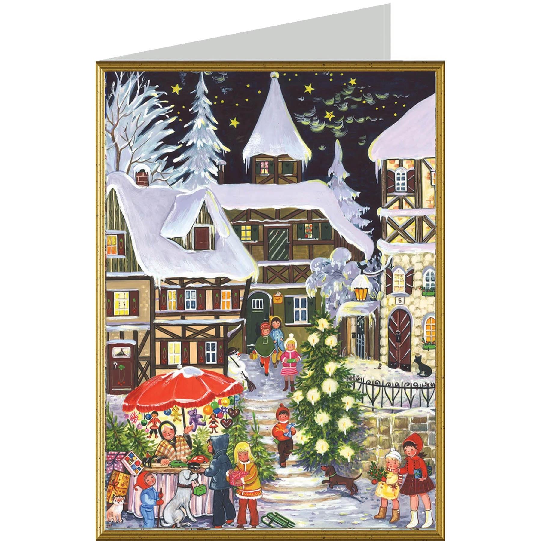sellmer-verlag-weihnachtskarte-winter-im-dorf-hochformat image 1