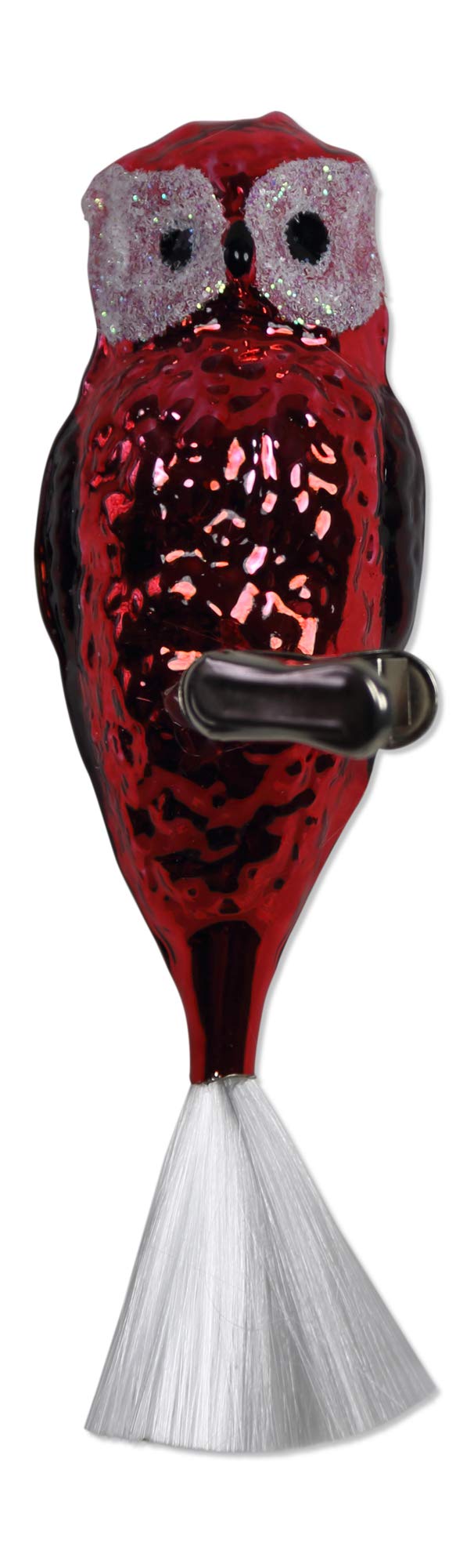 lauschaer-glas-christbaumschmuck-gro-e-eule-mit-glasschwanz-rot-glanz-mundgeblas image 1