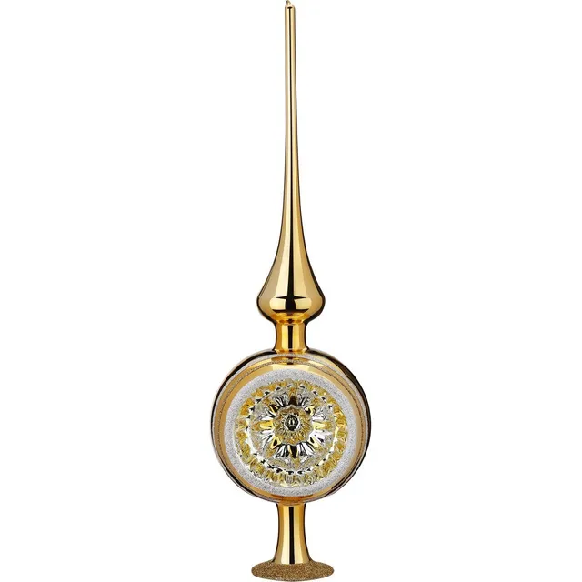 inge-glas-ornament-reflex-baumspitze-glas-inkagold-glanz-36-cm image 1