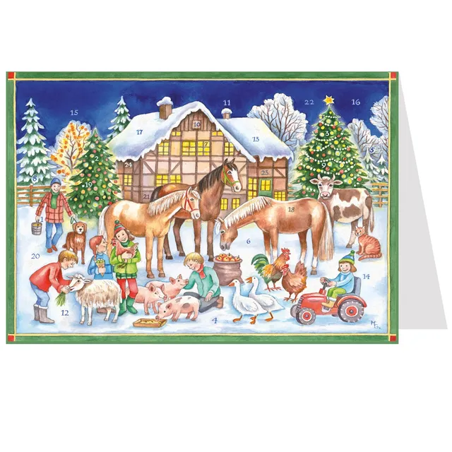 sellmer-verlag-postkarten-adventskalender-weihnachten-mit-den-tieren-bauernhof-z image 1