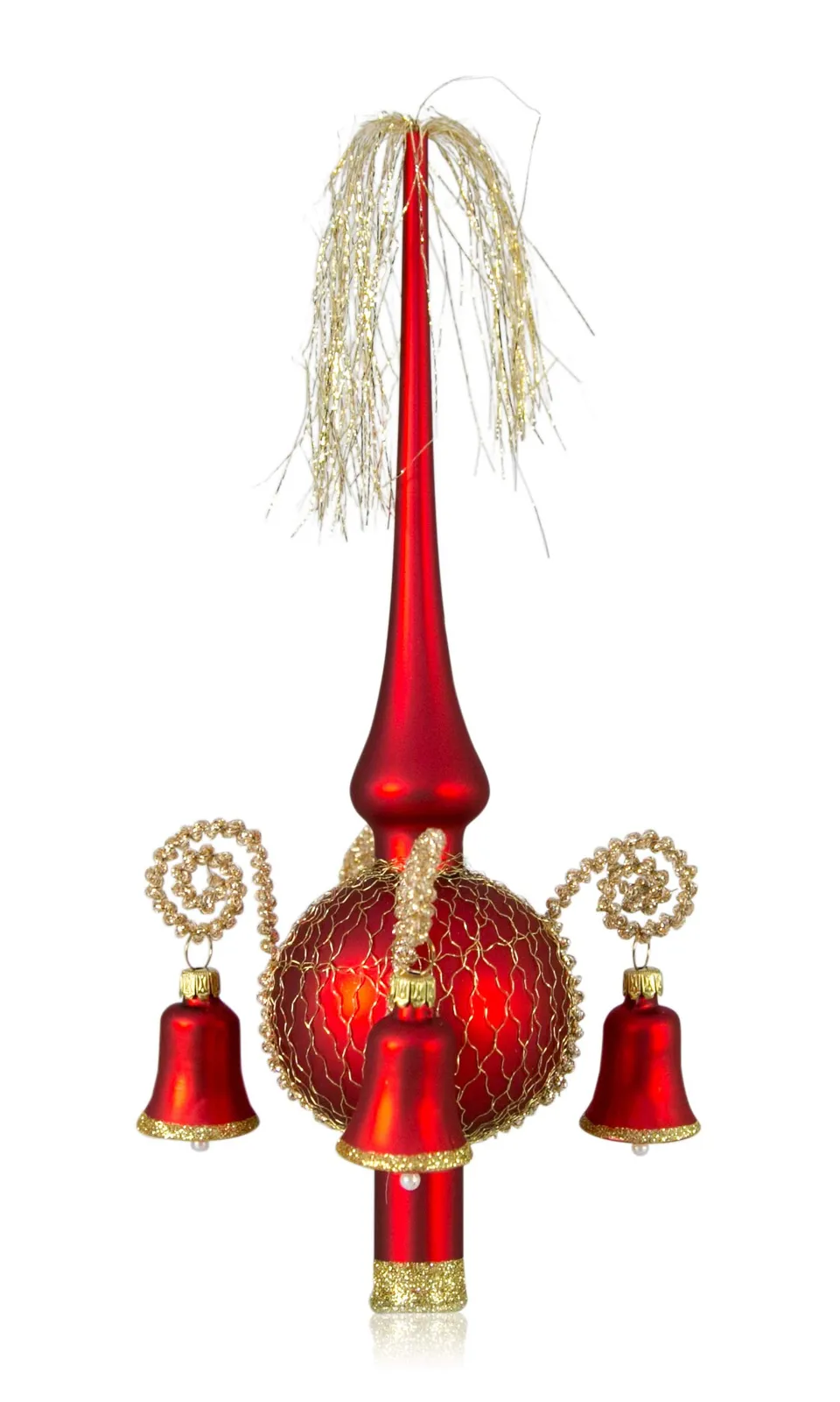 lauschaer-glas-weihnachtsbaumspitze-mit-gl-ckchen-rot-matt-umsponnen-l-28cm-kuge image 1