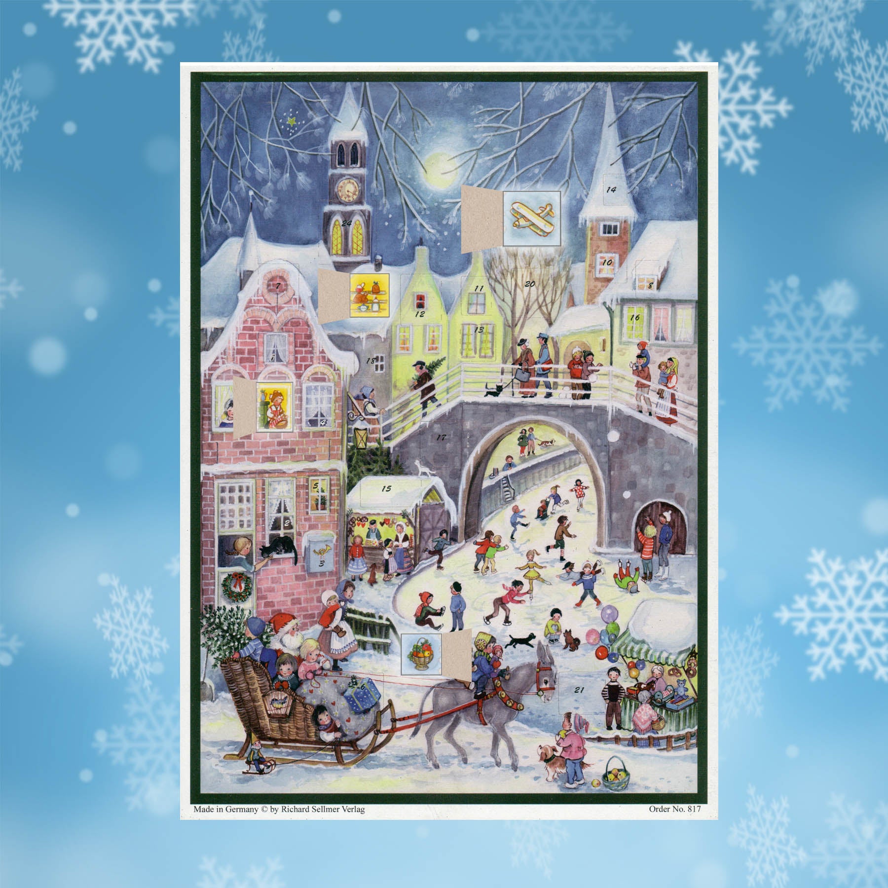 sellmer-verlag-adventskalender-a4-buntes-treiben-an-der-br-cke-papier-adventskal image 2