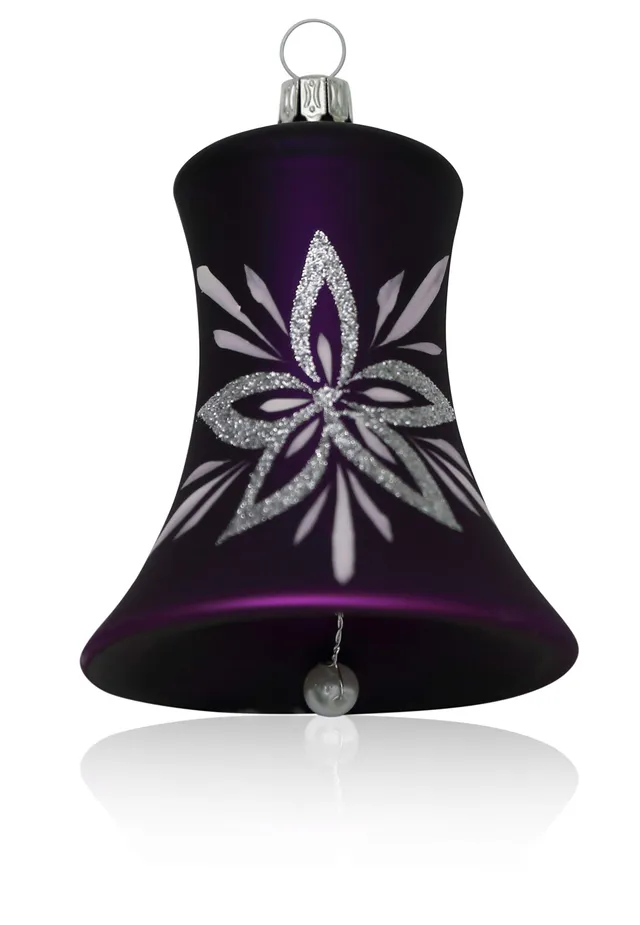 lauschaer-glas-christbaumschmuck-glocken-gro-lila-matt-blumendekor-2-st-ck-7cm image 1