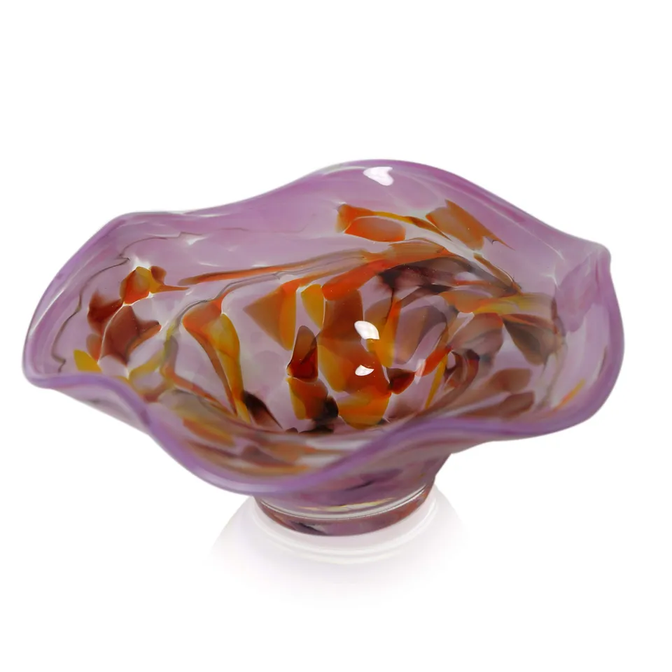 lauschaer-glas-kerzenhalter-schale-flieder-13-cm-h-5-cm-mundgeblasen-handgeformt image 1