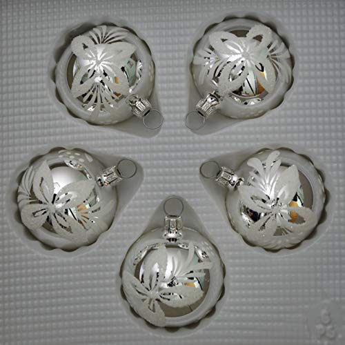 lauschaer-glas-christbaumkugeln-silber-mit-wei-en-blumen-5-st-ck-5-cm image 8