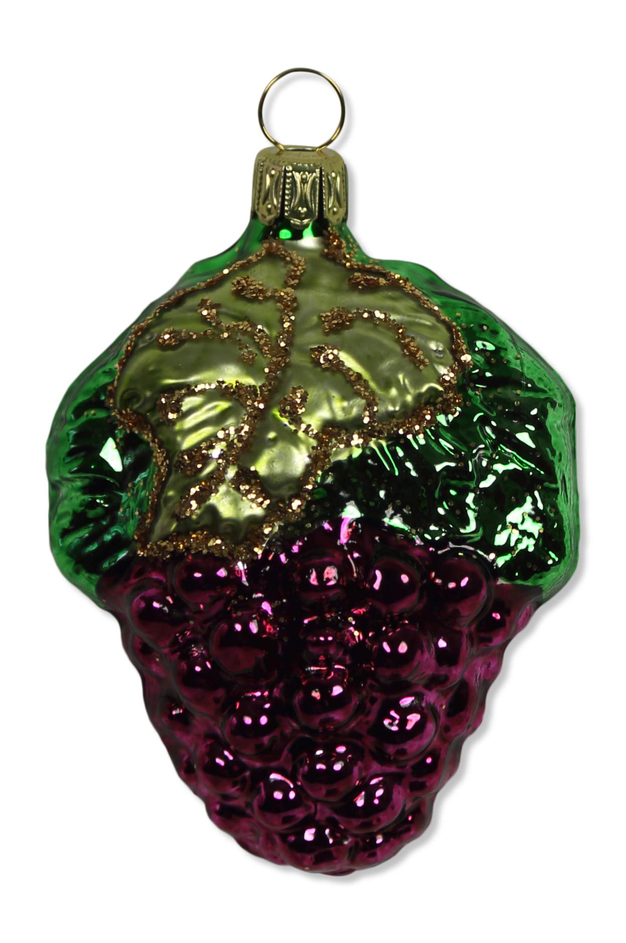 lauschaer-glas-christbaumschmuck-gro-e-traube-gr-n-burgund-mundgeblasen image 1