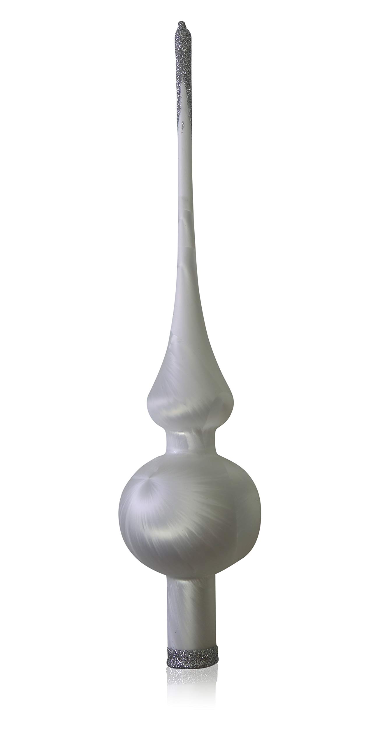 lauschaer-glas-christbaumspitze-eislack-wei-6-cm image 1