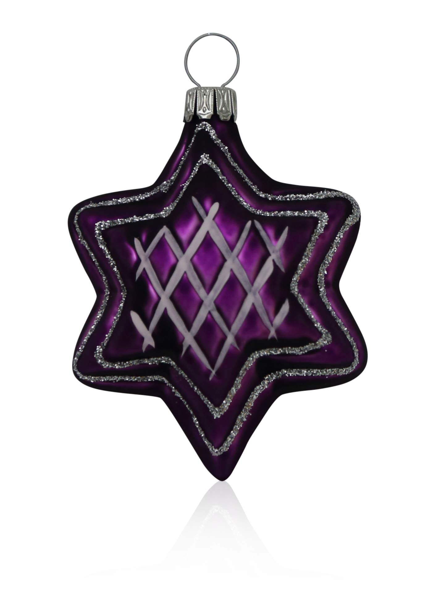 lauschaer-glas-sterne-lila-matt-mit-dekor-4-st-ck-christbaumschmuck image 1