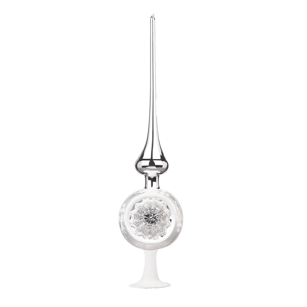 inge-glas-traditioneller-reflex-8-x-33-cm-silber-glanz-christbaumspitze-aus-glas image 1