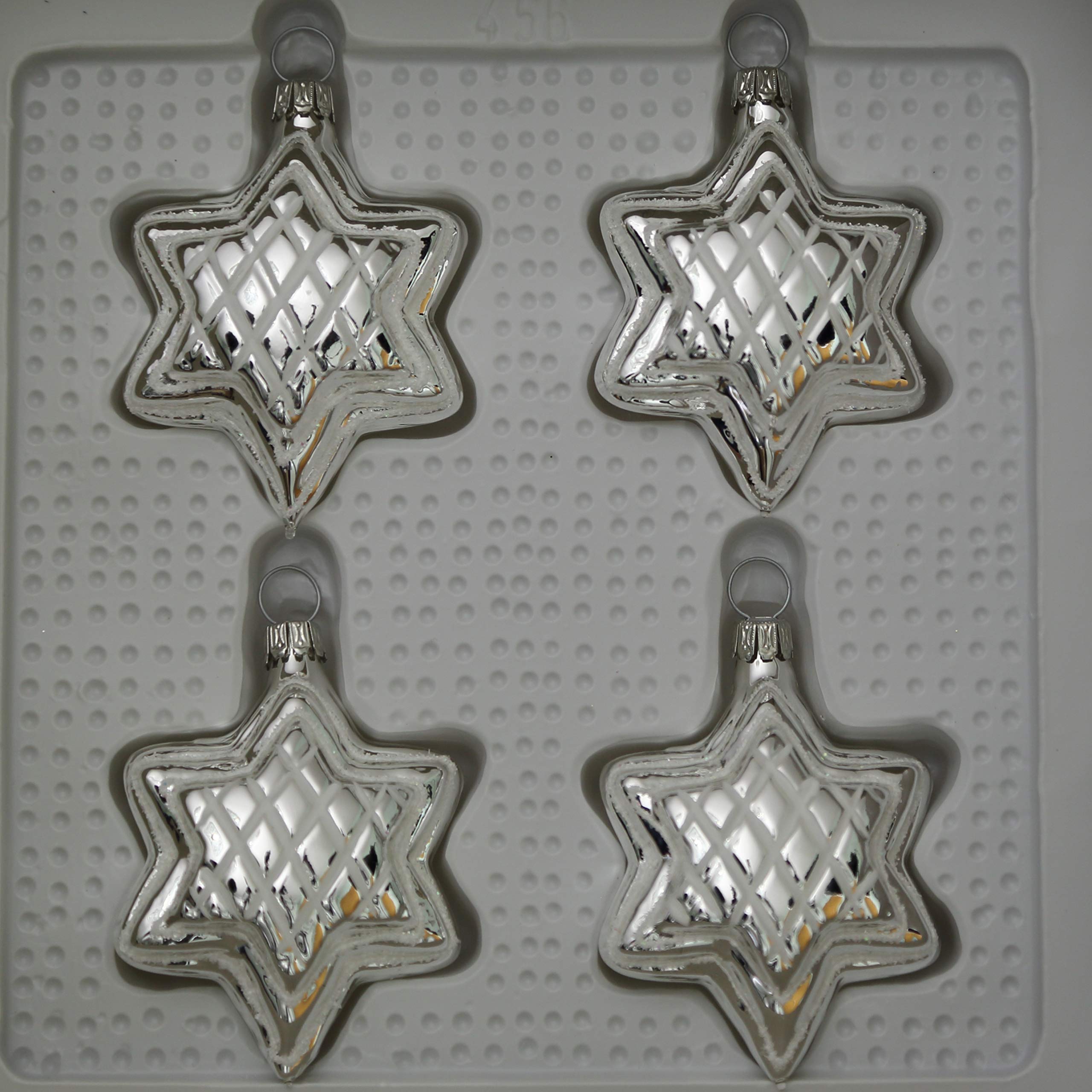 lauschaer-glas-christbaumschmuck-sterne-silber-mit-dekor-4-st-ck image 2