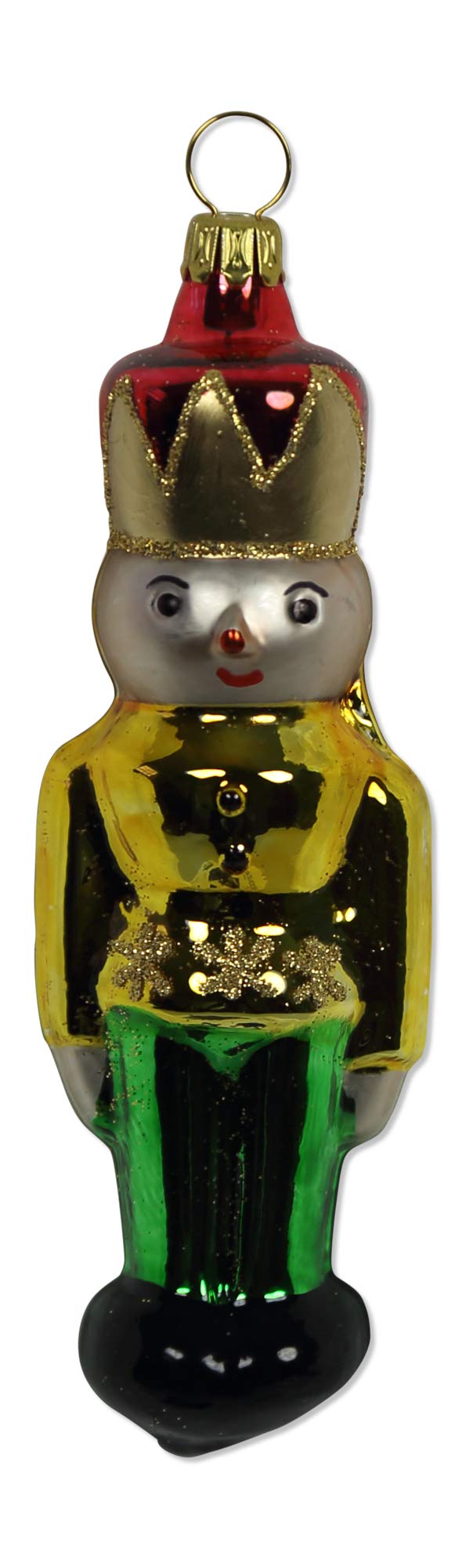 lauschaer-glas-christbaumschmuck-kleiner-nussknacker-gold-gr-n-mundgeblasen image 1