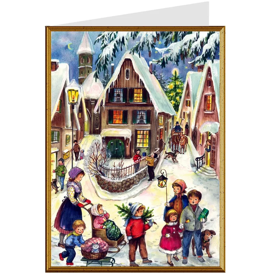 sellmer-verlag-weihnachtskarte-b6-weihnachten-im-dorf-mit-umschlag image 1