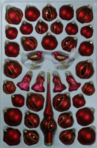 lauschaer-glas-sortiment-mit-formglocken-dunkelrot-matt-39-teile-christbaumschmu-2 image 1