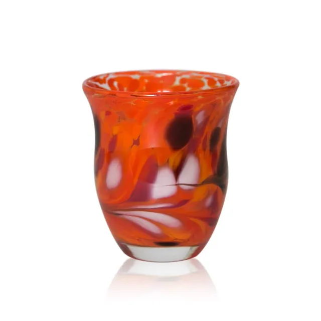 lauschaer-glas-windlicht-granulat-orange-h-13-cm-mundgeblasen-handgeformt image 1