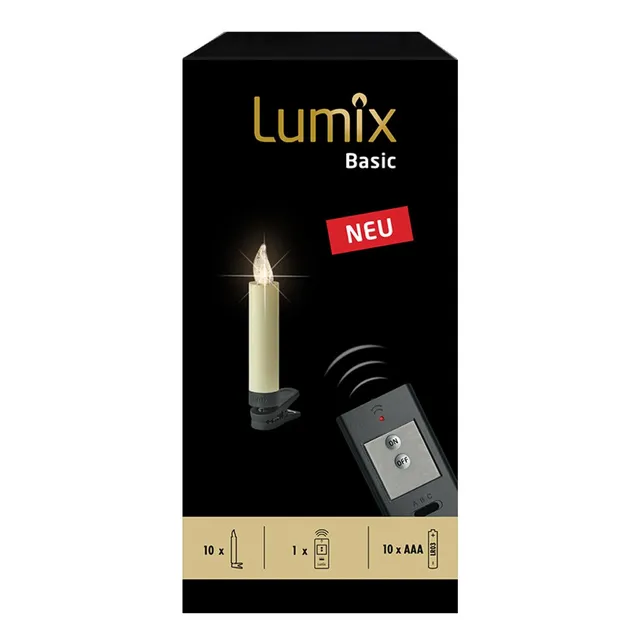 krinner-lumix-basic-mini-basis-set-10-elfenbeinfarbene-led-baumkerzen-mit-fernbe image 1