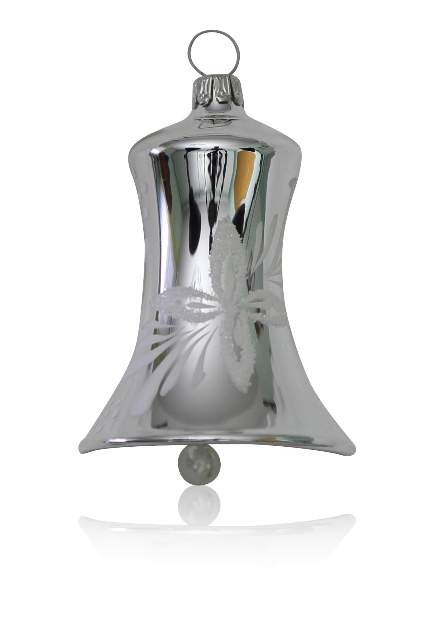 lauschaer-glas-glocken-silber-mit-wei-en-blumen-3-st-ck-5cm image 1