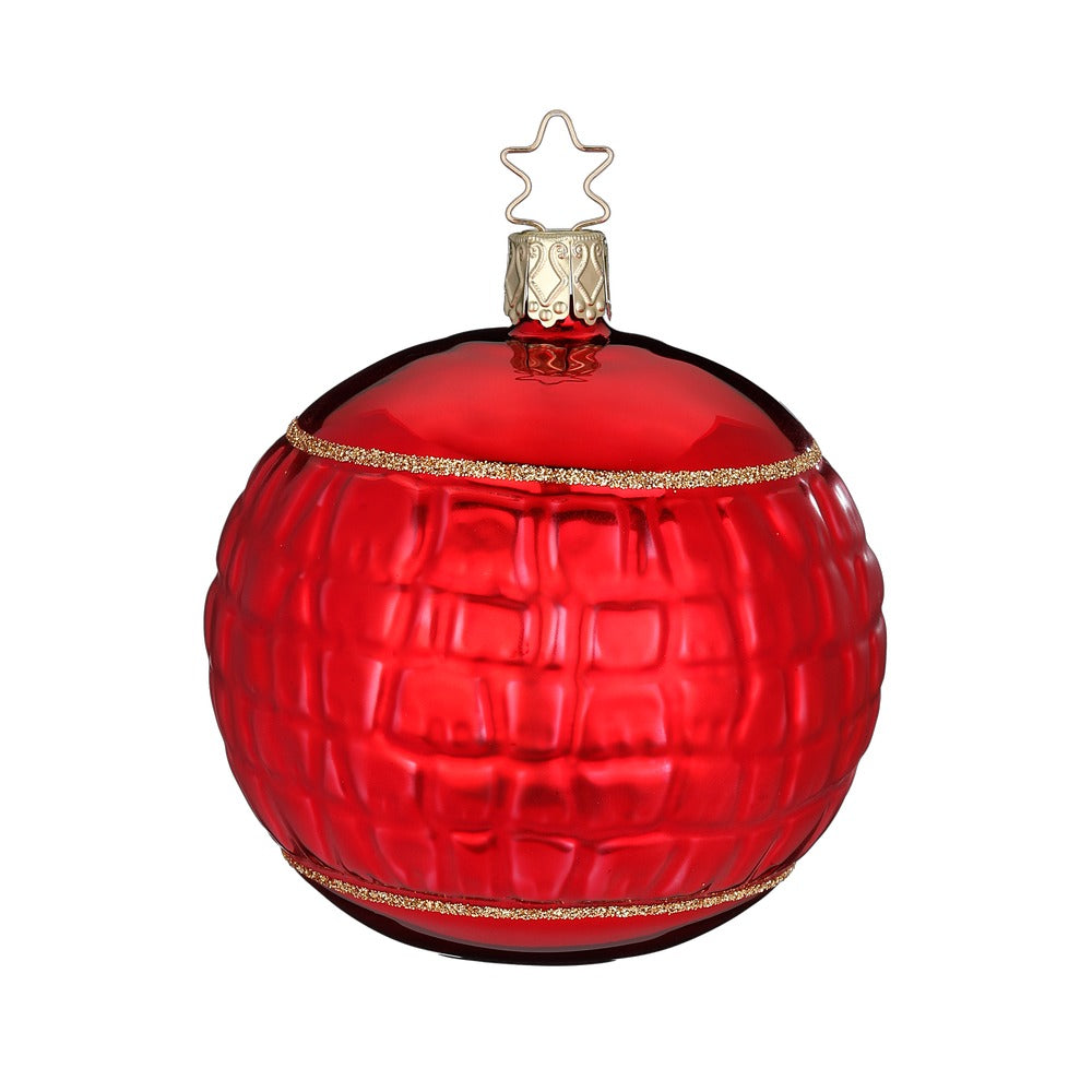 inge-glas-rotes-leder-glas-baumkugel-8-5-cm image 1