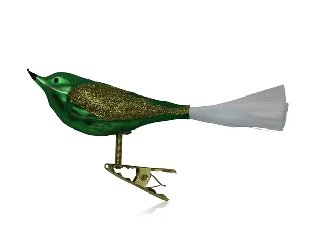 lauschaer-glas-vogel-mit-glasschwanz-christbaumschmuck-wiesengr-n-matt-3-st-ck image 1