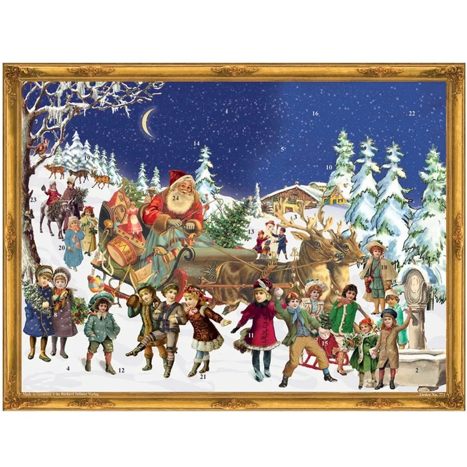sellmer-verlag-adventskalender-weihnachtsmann-im-rentierschlitten-gro-format image 1