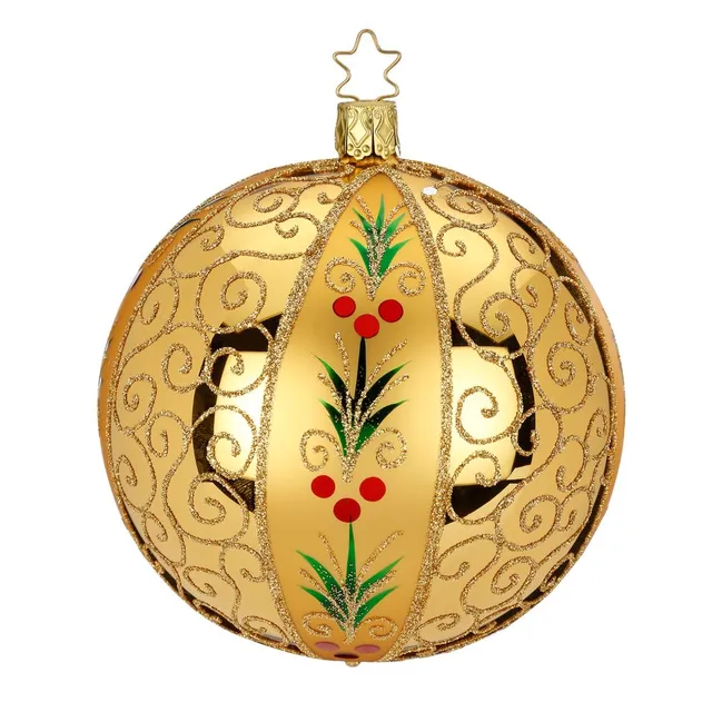 inge-glas-stechpalme-inka-gold-10-cm-glaskugel image 1