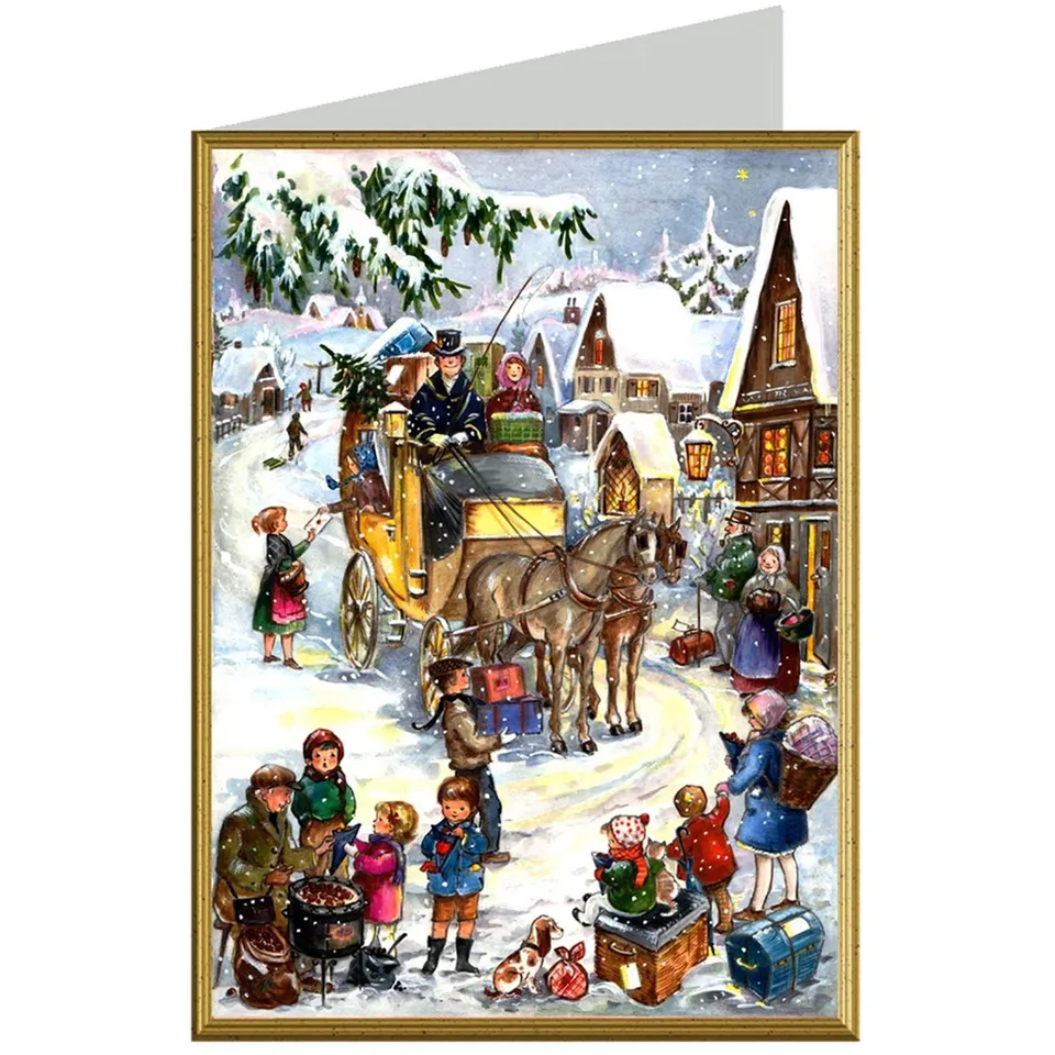sellmer-verlag-weihnachtskarte-kutsche-b6-klassische-pferdekutsche image 1