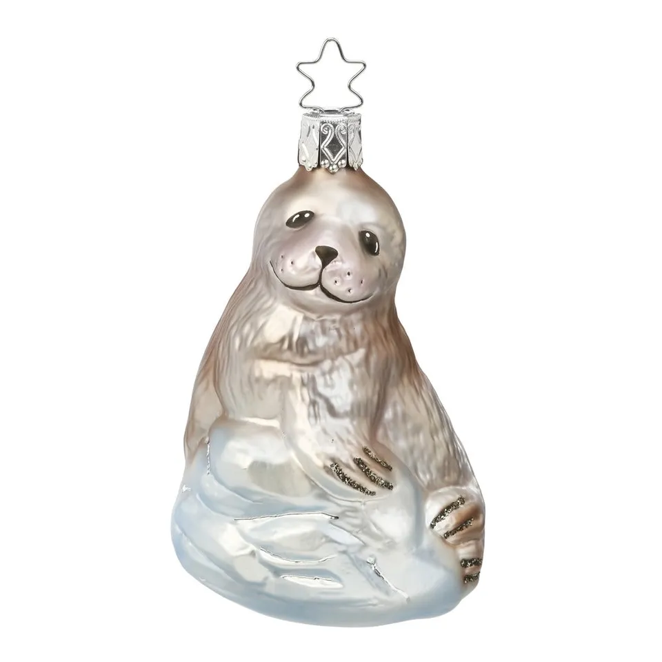 inge-glas-niedliche-robbe-9-5-cm-glas-weihnachtsanh-nger-beige-creme image 1