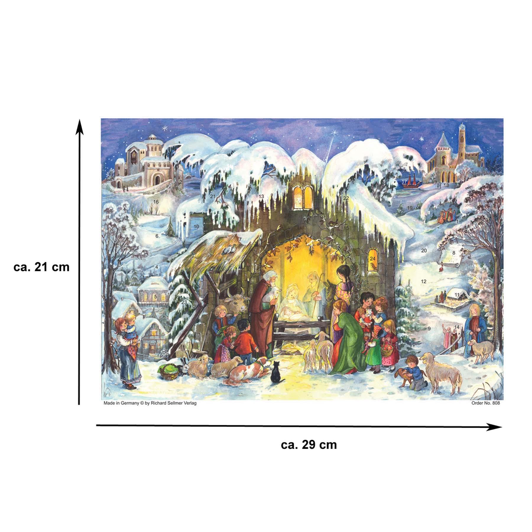 sellmer-verlag-adventskalender-a4-jesus-ist-geboren-krippe-mit-glimmer image 5