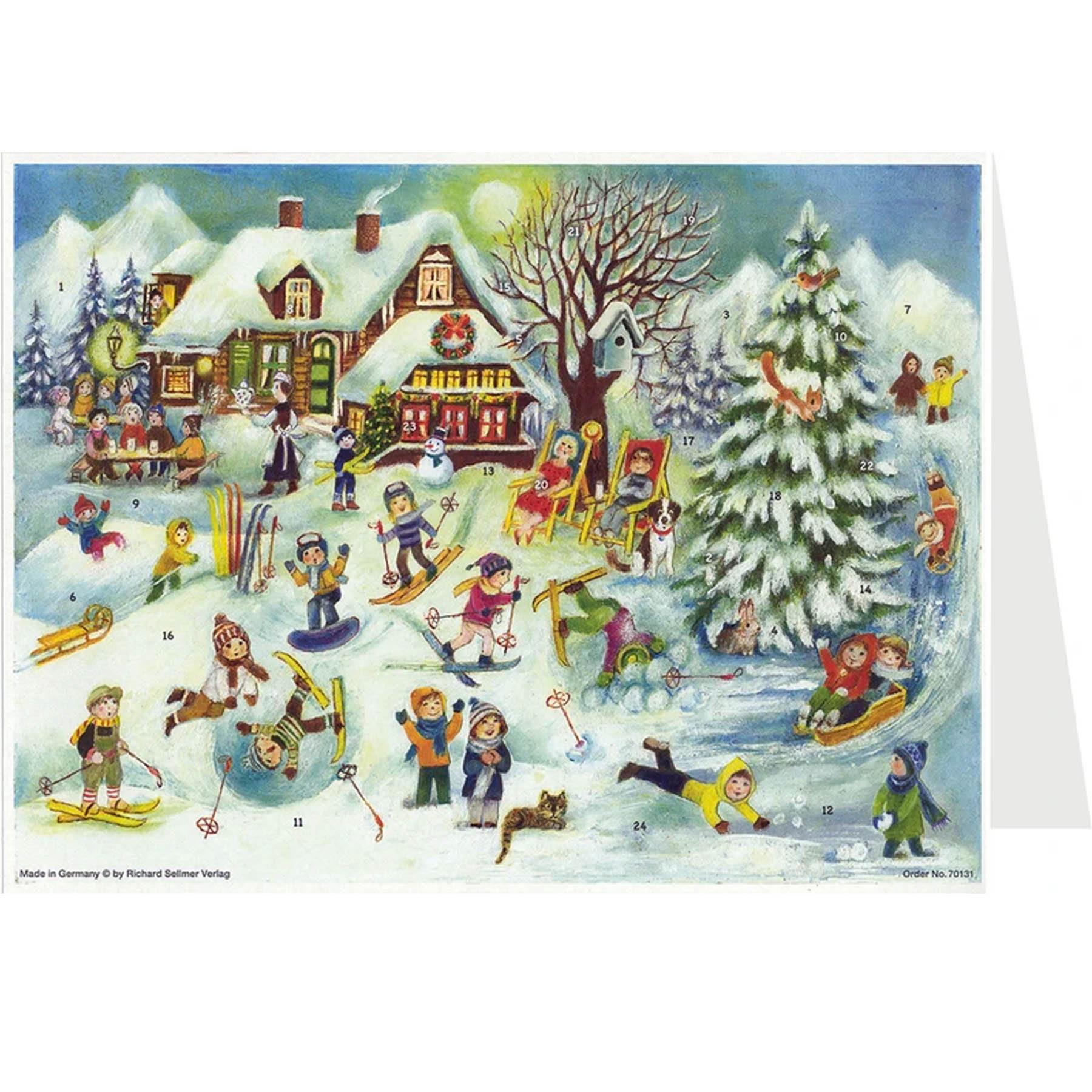 sellmer-verlag-postkarten-adventskalender-skih-tte-a6-querformat-mit-umschlag image 1