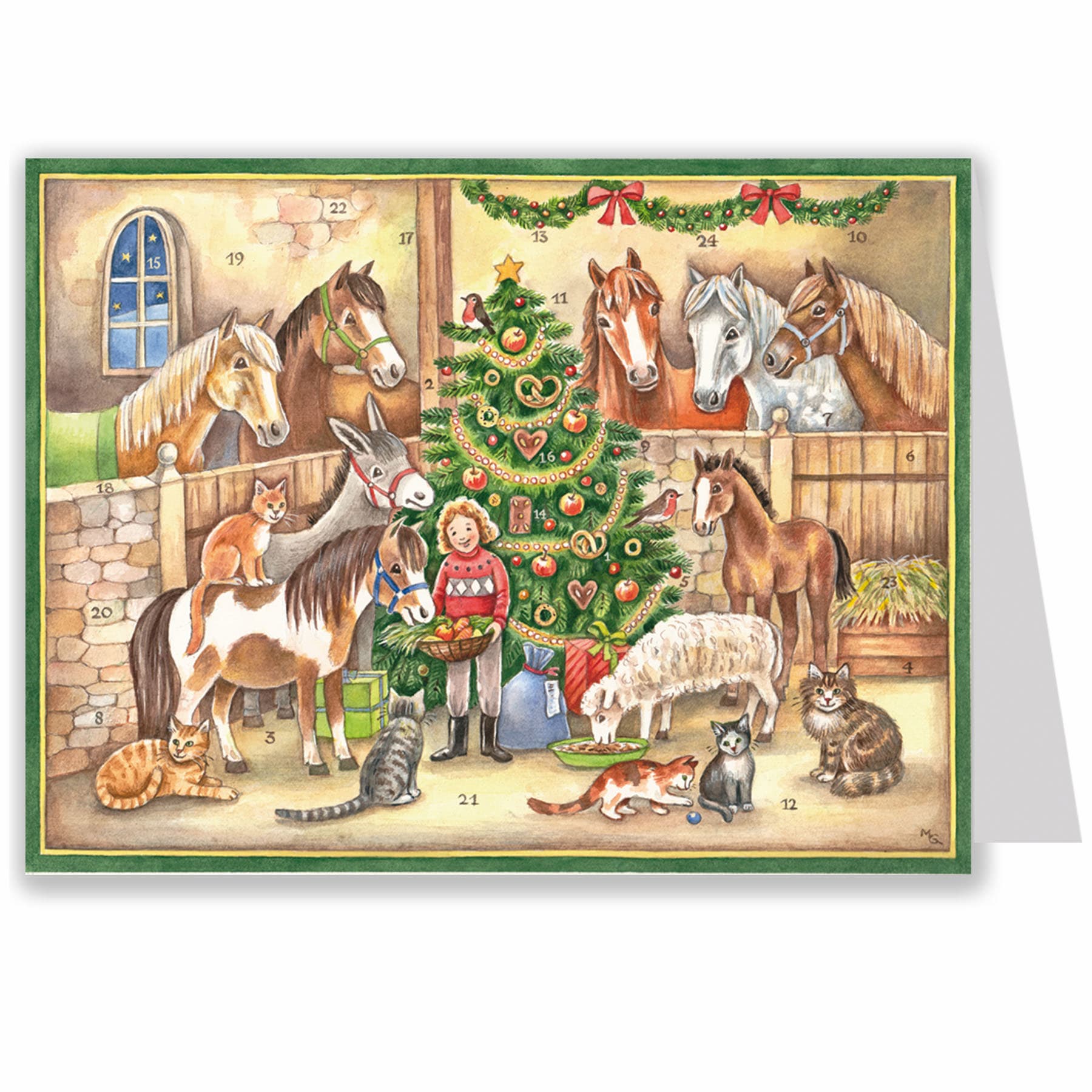 sellmer-verlag-postkarten-adventskalender-im-stall-pferde-motiv-f-r-kinder image 1