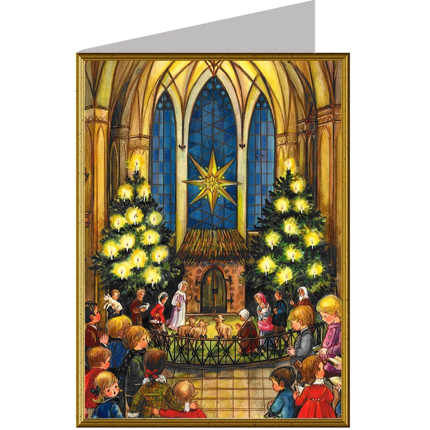 sellmer-verlag-weihnachtskarte-in-der-kirche-hochformat-christlich image 1