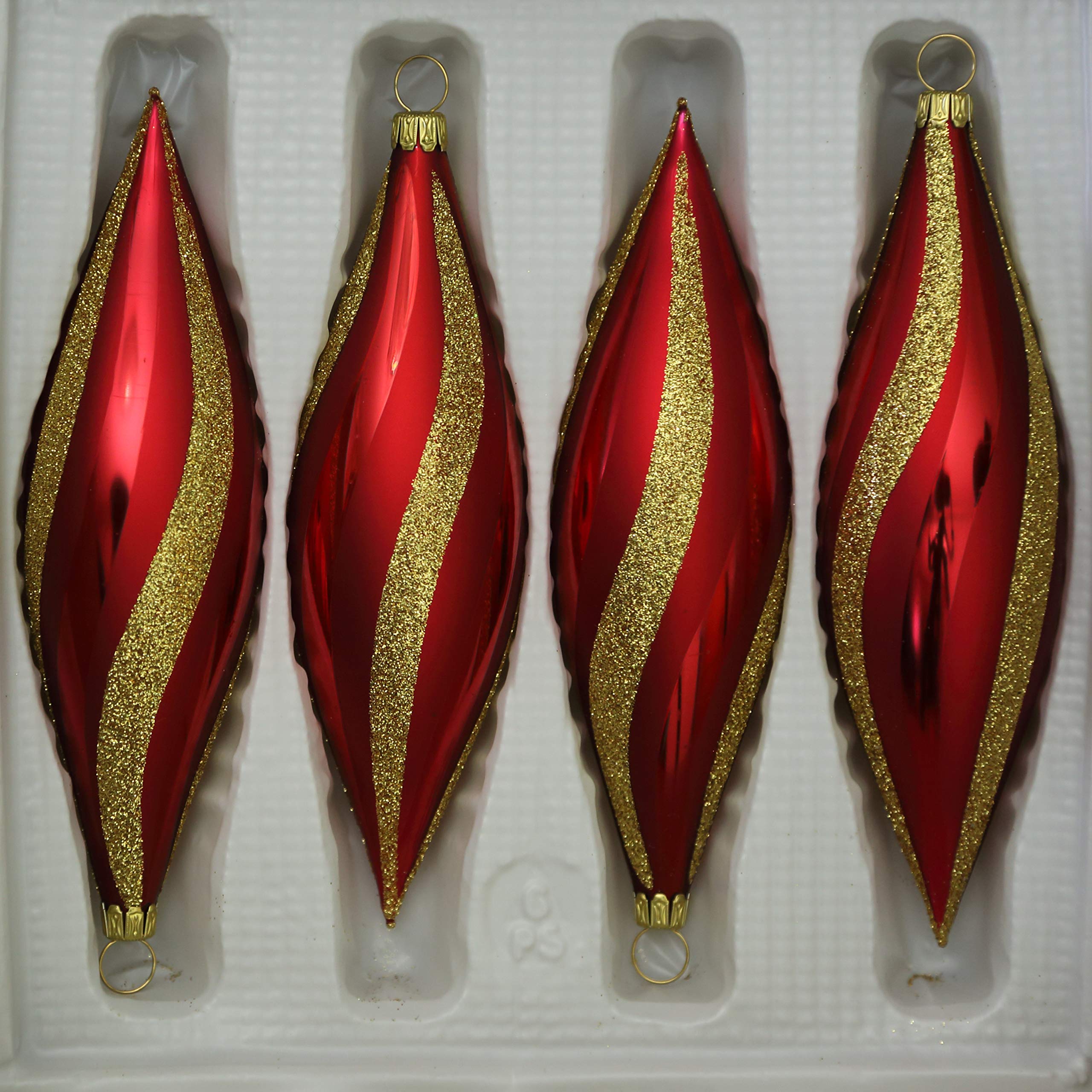 lauschaer-glas-christbaumschmuck-oliven-dunkelrot-matt-mit-dekor-4-st-ck image 2