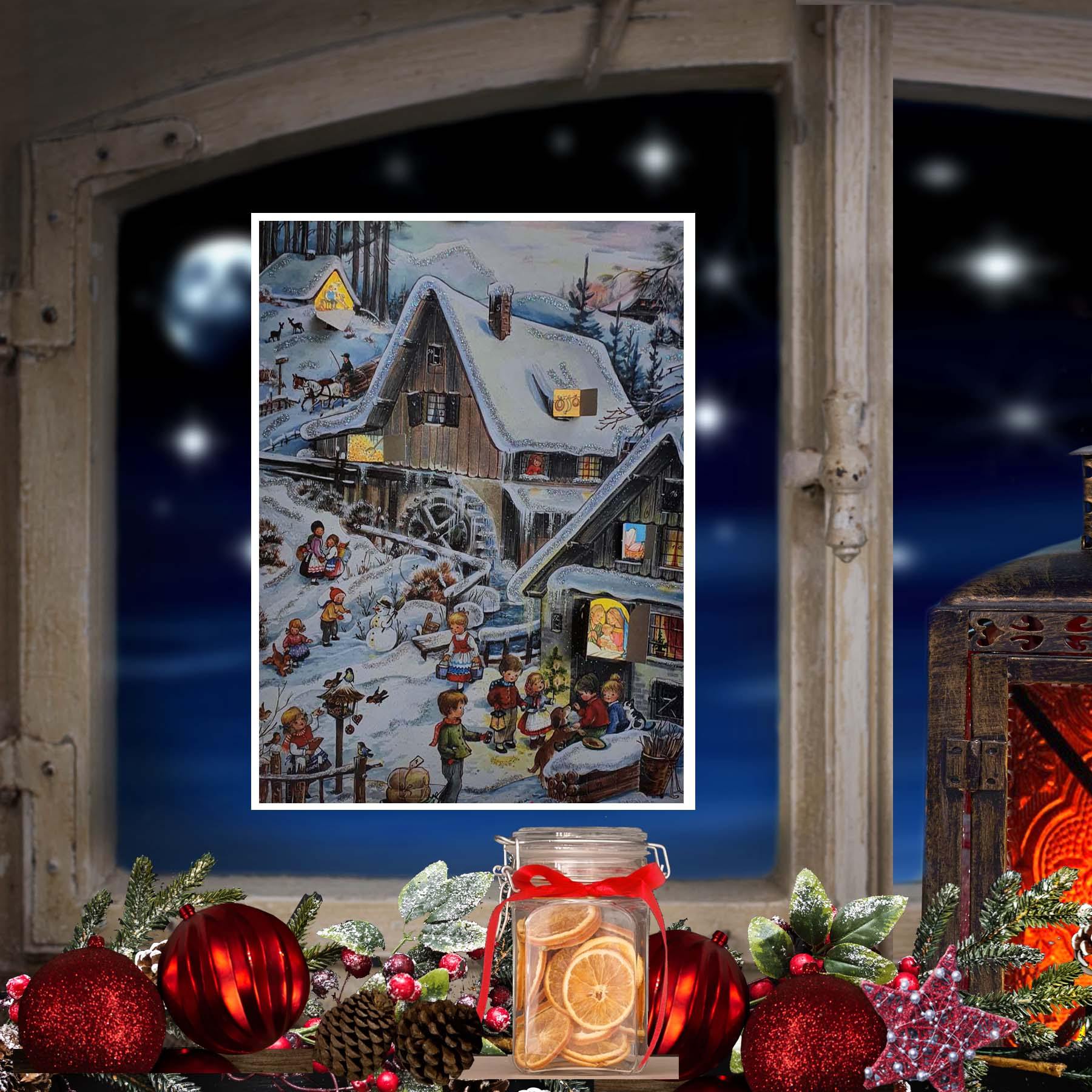 sellmer-verlag-adventskalender-a4-an-der-m-hle-hochformat-weihnachtliches-dorfmo image 2