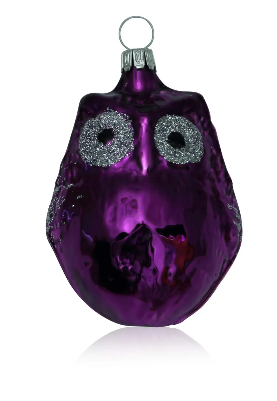 lauschaer-glas-christbaumschmuck-kleine-eule-lila-glanz-3-st-ck-mundgeblasen-han image 1