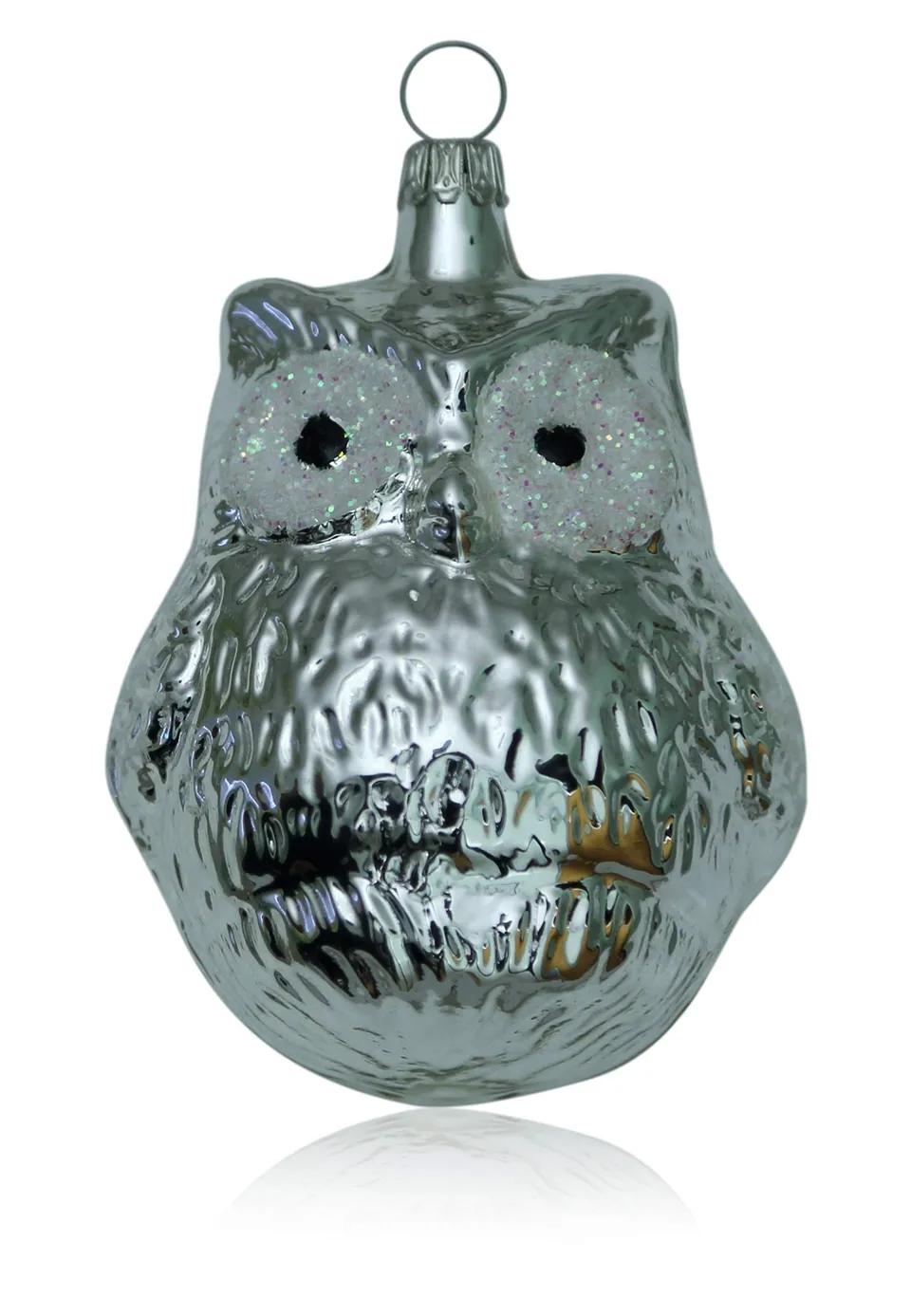 lauschaer-glas-gro-e-eule-silber-3er-set-christbaumschmuck-mundgeblasen image 1