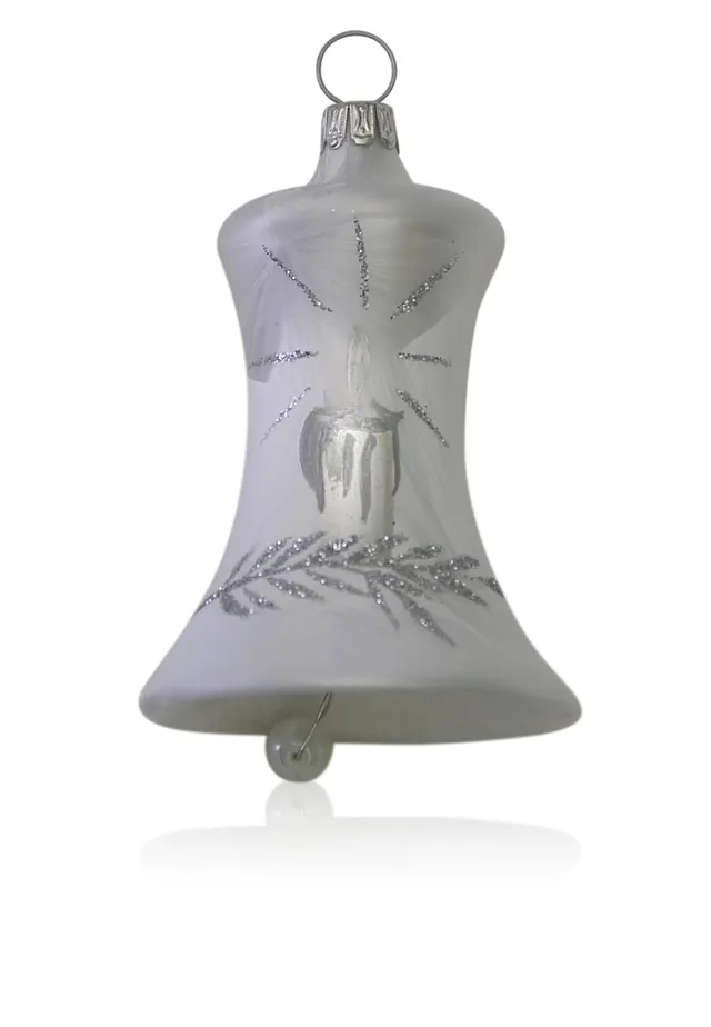 lauschaer-glas-christbaumschmuck-glocken-klein-eislack-wei-mit-kerze-3-st-ck-d-5 image 1
