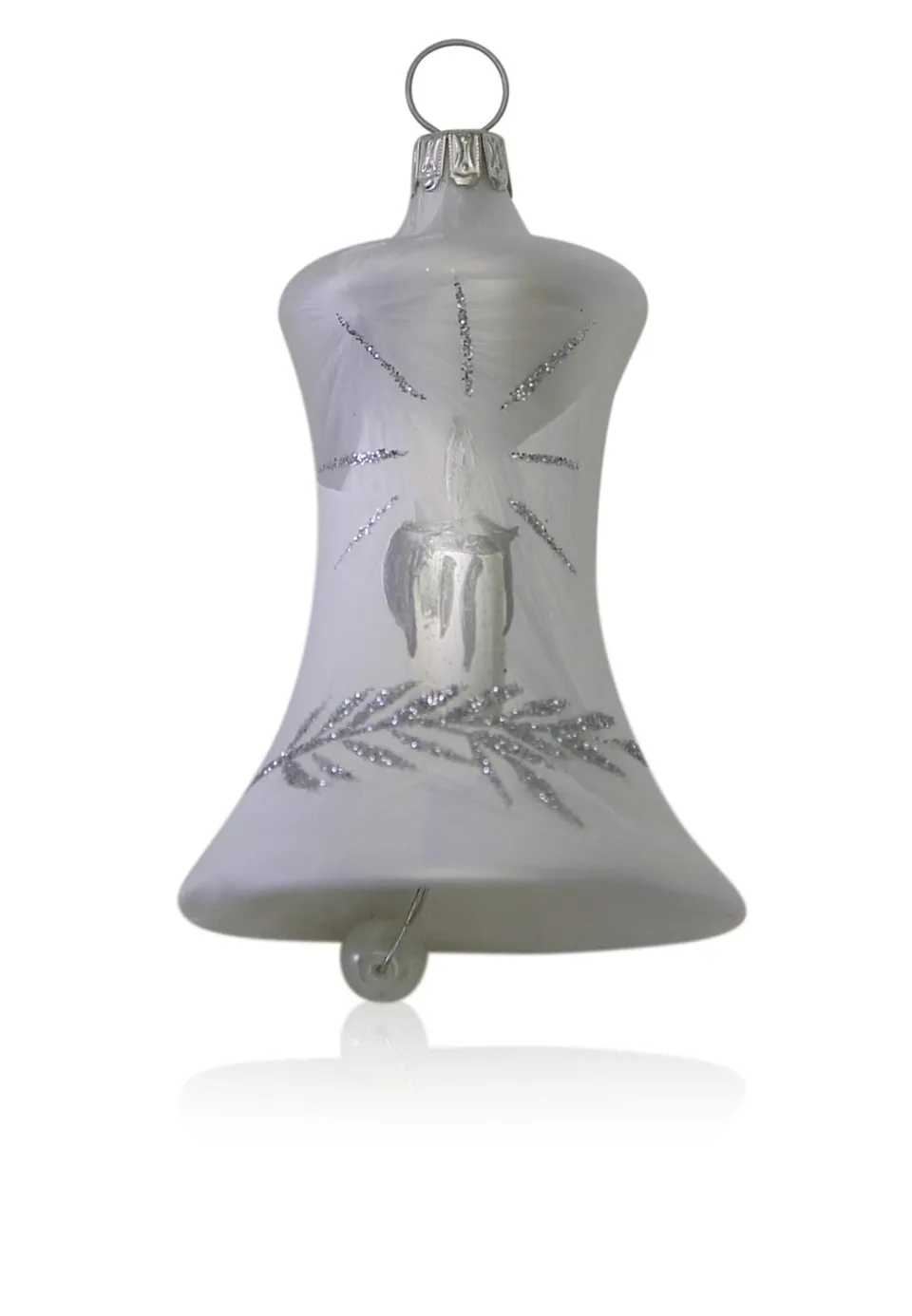 lauschaer-glas-christbaumschmuck-glocken-klein-eislack-wei-mit-kerze-3-st-ck-d-5 image 1