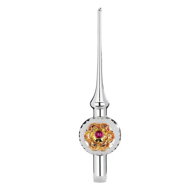 inge-glas-ornament-reflex-baumspitze-silber-glanz-7-x-30-cm image 1