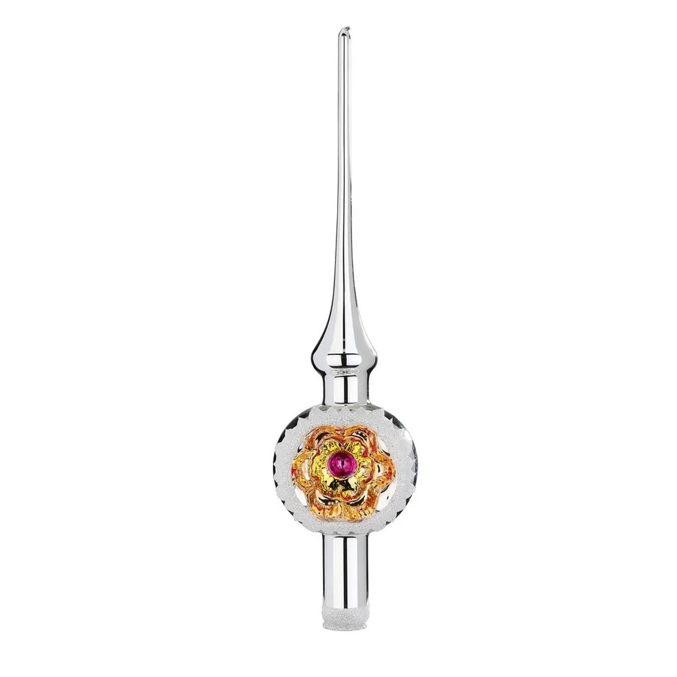 inge-glas-ornament-reflex-baumspitze-silber-glanz-7-x-30-cm image 1