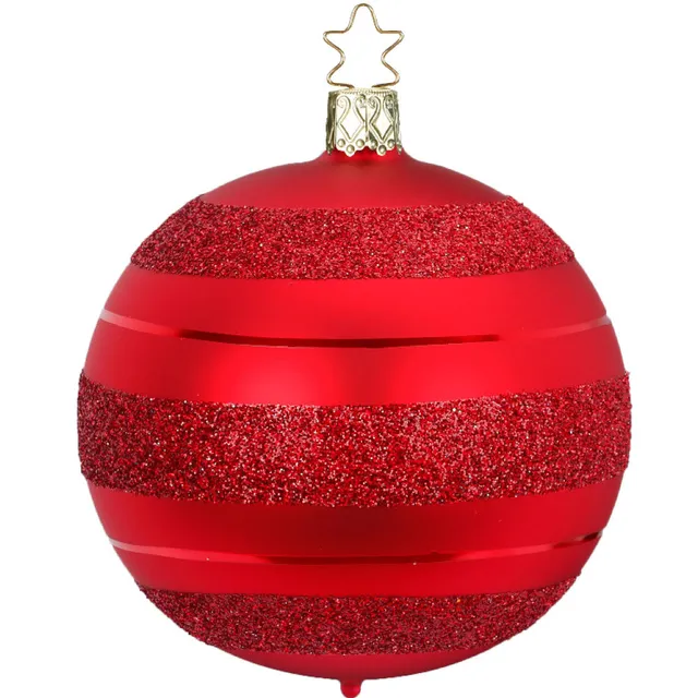 inge-glas-moderne-streifen-christbaumkugel-10-cm-rot-classic image 1