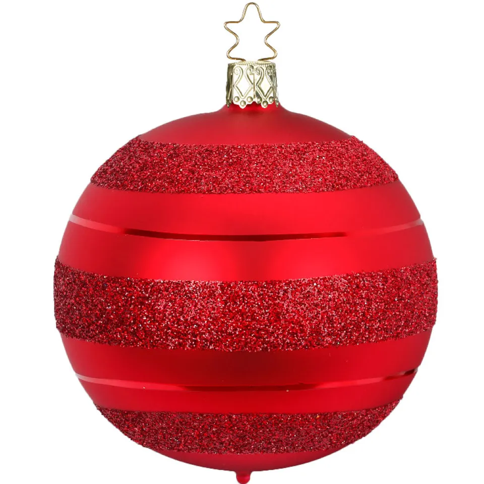inge-glas-moderne-streifen-christbaumkugel-10-cm-rot-classic image 1