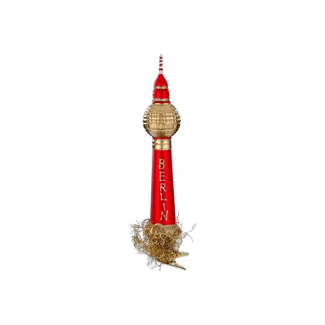 inge-glas-berliner-fernsehturm-glas-christbaumschmuck-rot-19-cm image 1