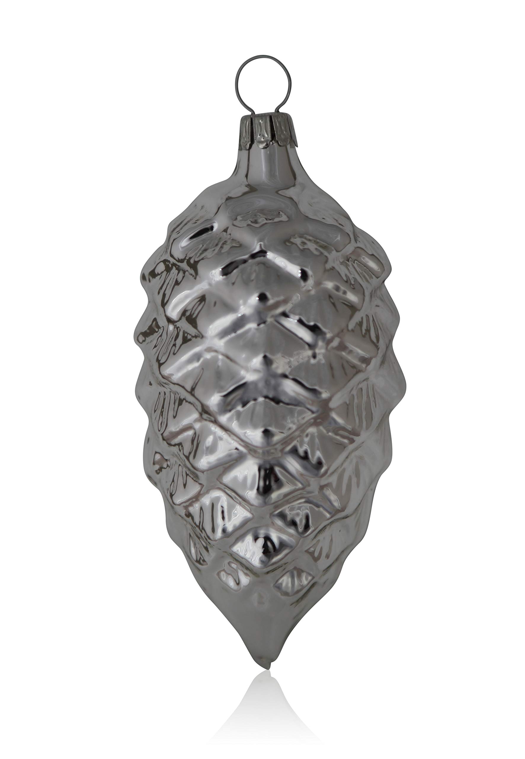 lauschaer-glas-christbaumschmuck-tannenzapfen-silber-glanz-4-st-ck-mundgeblasen image 1