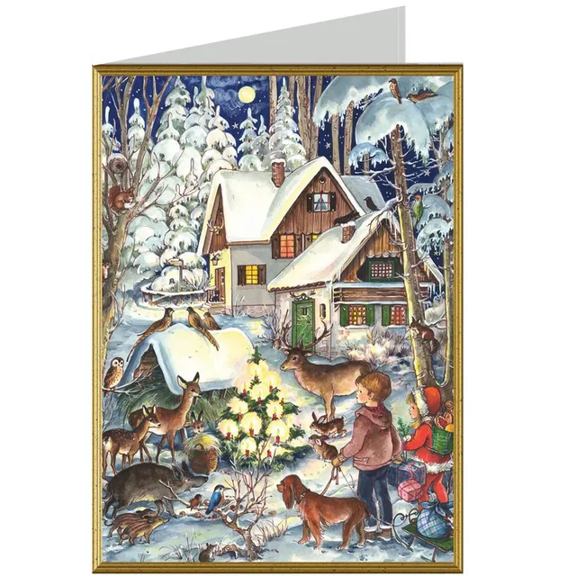 sellmer-verlag-weihnachtskarte-winter-bei-den-tieren-hochformat-wald-und-tiermot image 1