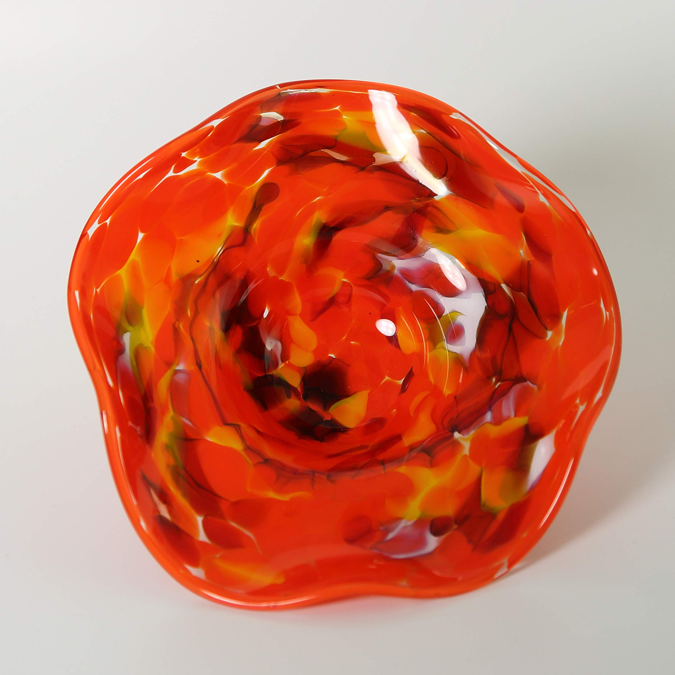 lauschaer-glas-schale-kerzenhalter-granulat-20x8cm-tomatenrot image 2